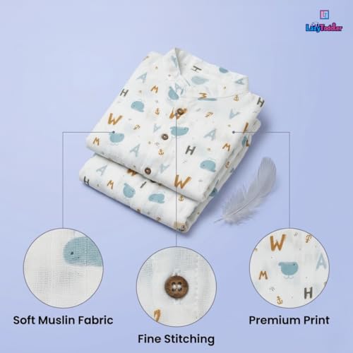 Image of 100% Cotton Muslin Pant Shirt Set | Ultra Soft Breathable Toddler Outfit | Summer Wear Kids Clothing | Skin Friendly Comfortable Fit | SIZE | PRINT