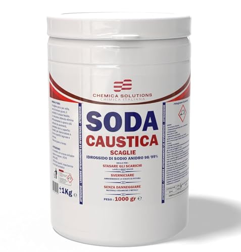 Ätznatronflocken, 1 kg Töpfe mit Zungenkappe, Entkalker, Farbentferner, Abflussreiniger, WC-Reiniger