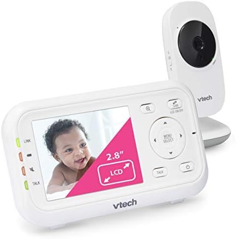 VTech Video Baby Monitor with 1000ft Long Range, Auto Night Vision, 2.8” Screen, 2-Way Audio Talk, Temperature Sensor, Power Saving Mode, Lullabies and Wall-mountable Camera with bracket, White