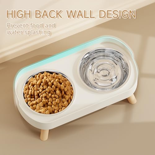 image for HIAIEVIY Elevated Cat Bowl, Raised Cat Food and Water Bowl Set for Ind