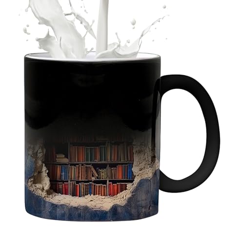 boiler Taza de café para amantes de los libros, novedad sensible al calor, taza 3D, regalos divertidos de Navidad para amantes de los libros, autores, bibliotecarios, profesores, escritores