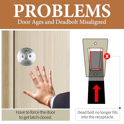 MOSECYOU Deadbolt Restorer Strike Plate Large Version 2-3/4\" x 1-1/8\", Screw Holes Spaced 2-1/8\", Narrow Side and Large Hole to Fix Deadbolt Sticking