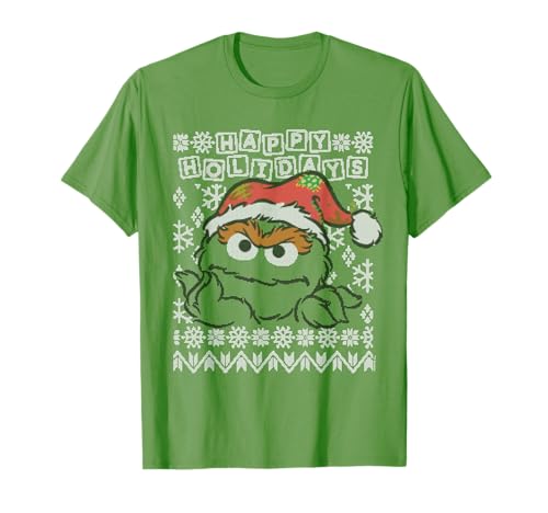 T-shirt de Noël Sesame Street Oscar the Grouch style pull moche