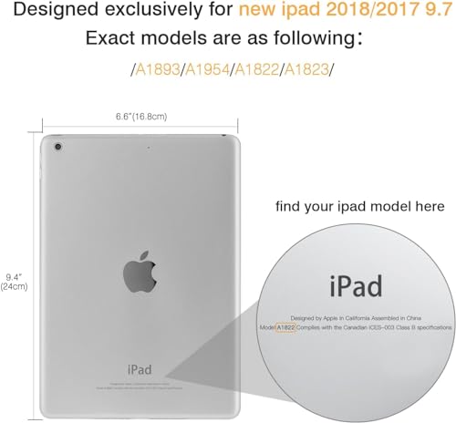 Image of MOCA Compatible Smart Flip Cover Case for iPad 9.7 inch 2017 2018 iPad 5th 6th Generation A1893 A1954 A1822 A1823 Smart Case Cover (Space Grey, iPad 9.7 inch 2017 /2018 Launched)