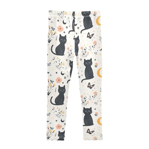 Girls Leggings Cats Flower Moon Butterfly Soft Toddler Leggings for Girls Kids Pants Size 4T-10T2