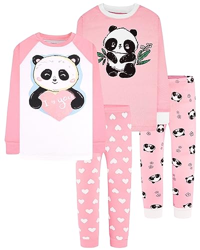 DAUGHTER QUEEN Girls 4 Pieces Cotton Pajamas Size 18 Months-12 Years