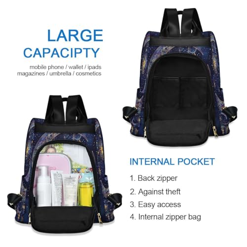 Image of ALAZA Astrology Mystical Bohemian Moon Stars Boho Trips Hiking Camping Rucksack Pack for Women