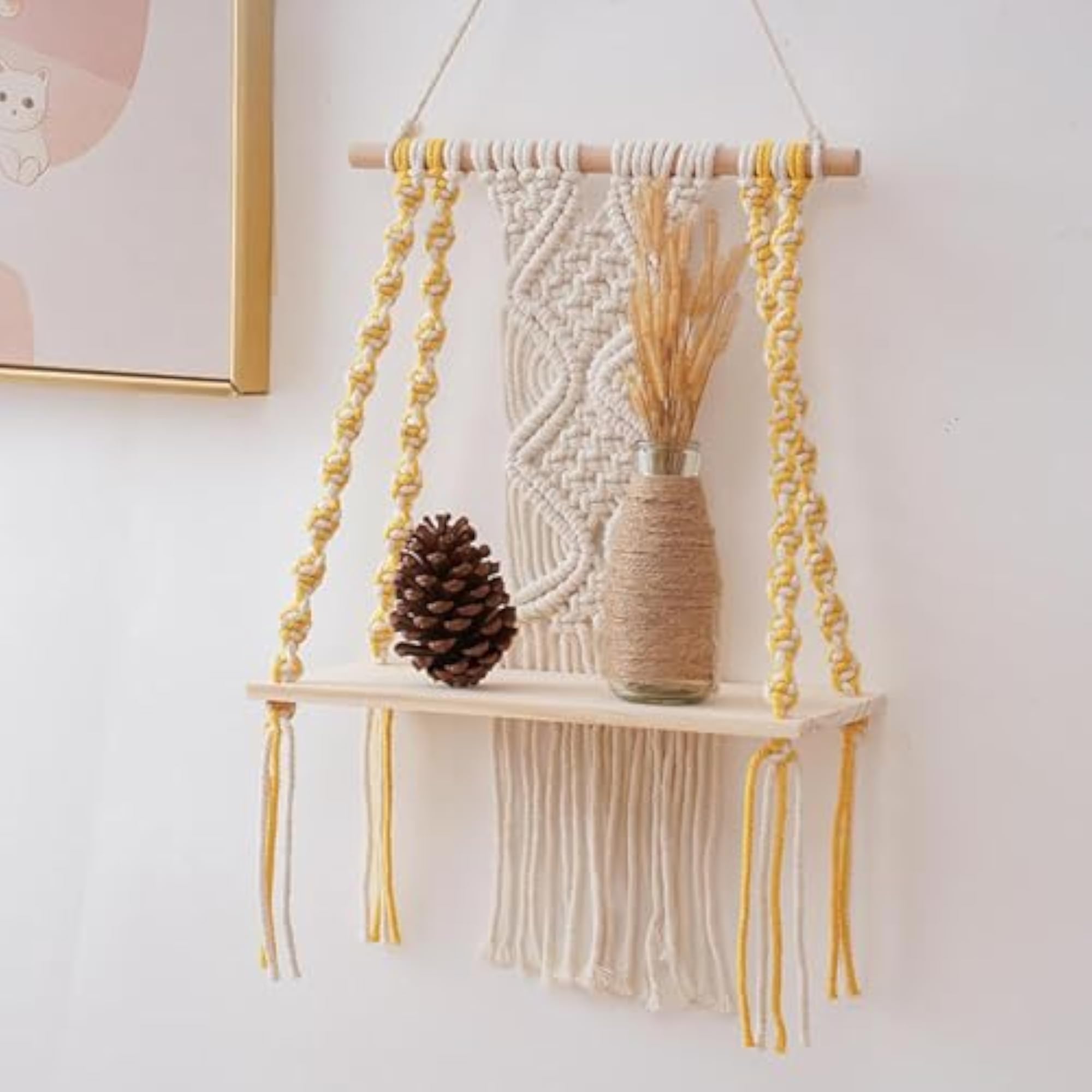 Wall Hanging Shelf Macrame Shelf for Vases and Decor