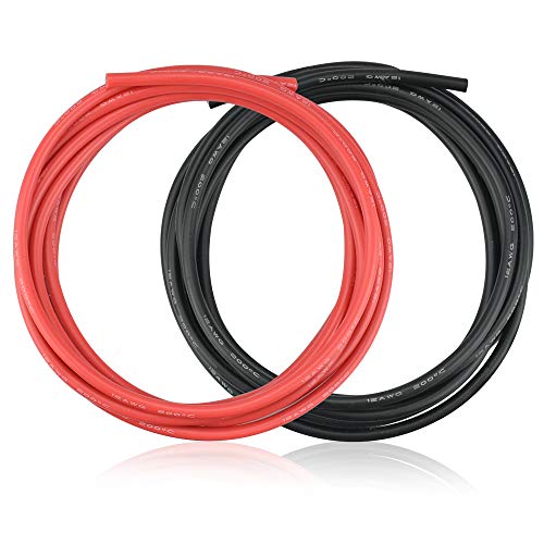 2 Wurzel 12 AWG Elektronik Kabel 680 Litzen von 0,08 mm Silikon Draht Schwarz Rot 2.5 Meter Lang Draht Hochtemperaturbeständigkeit Kupferdraht