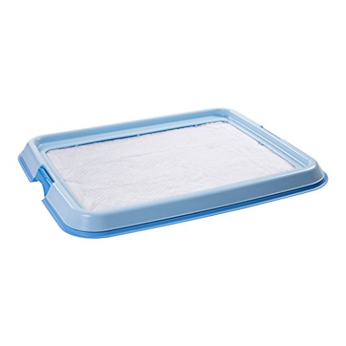Iris Ohyama, Training pad holder/puppy training tray, 2 latch closure, non-skid rubber feet, holds pad 60 x 45 cm, for puppy & dog - Pet Tray FT-650 - Blue