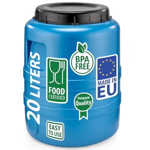 F & R Weithalsfass 20l mit Deckel lebensmittelecht HDPE Gärfass Gärbehälter Futtertonne Hund Pferd â€¦ – Miniatur
