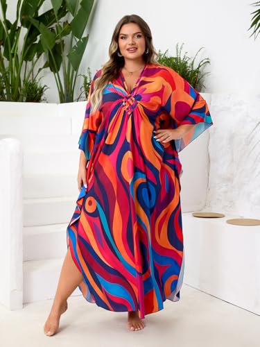 Image of Kaftan Dress for Women - Plus Size Caftan Maxi Beach Dress Moo Moos Loungewear, Swimsuit Cover Up for Beach, Pool or Vacation
