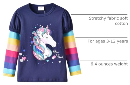 Image of VIKITA Girls Shirts Winter Long Sleeve Tops Print Tees for Girls,3-12 Years