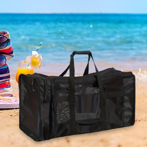 Mesh Duffle Bag, Scuba Gear Bag, for Men Women, Handbag, Beach Tote for Fitness Snorkeling Water Sports Beach Activities Pool, Black3
