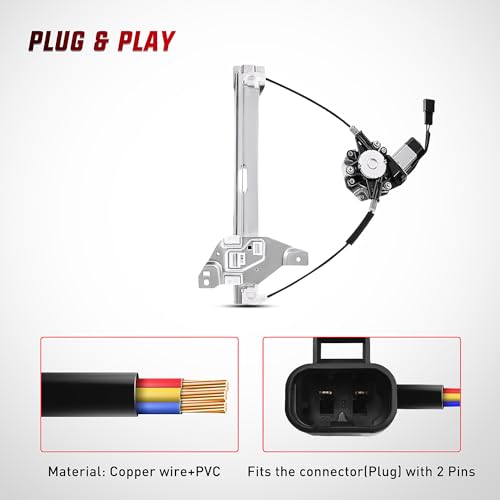 Image of Nilight Power Window Regulator /Motor Compatible with 2006 2007 2008 2009 2010 2011 2012 2013 Chevrolet Impala /Impala Limited 2014 2015 2016 Rear Passenger Side 748-511