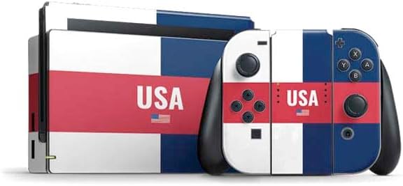 Skinit Decal Gaming Skin Compatible with Nintendo Switch Bundle - USA with American Flag Design