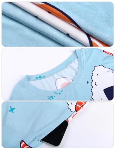 Image of KFUBUO Plus Size Nightgowns for Women Oversized Sleep Tshirts Dress Short Sleeves Sleepwear With Pocket Fit S-5XL