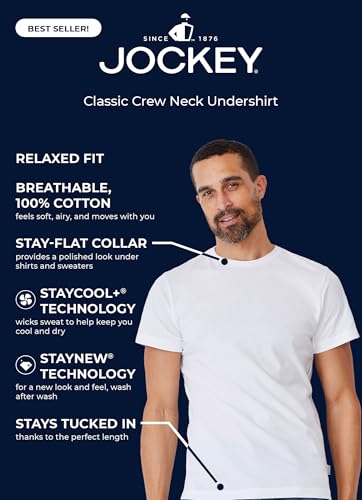 Jockey T-Shirts for Men - Crew Neck Undershirts, Cotton Men's T-Shirts - 3 Pack4