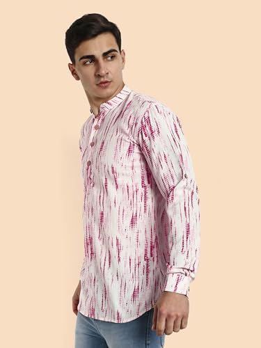 Image of Vardha Men's Cotton Printed Short Kurta with Comfortable Fit and Simple Style and Regular Look | Kurta for Men
