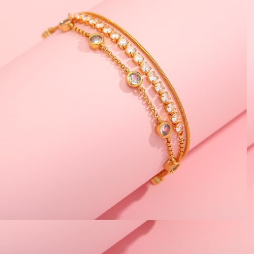 Bracelet en or délicat pour femmes avec de la zircone scintillante - 6