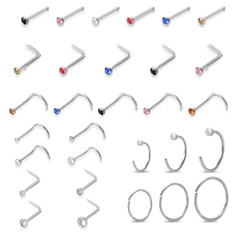 Maxmoc 30pcs Surgical Steel Nose Studs Cover