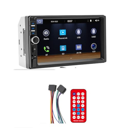 7C` 2 Din CarPlay& Android Auto HDԃWIMP5^b`XN[NI[fBIXeIBluetooth TF/SD/AUX/USB|[gԃWI +[gRg[+wʃJ76-90MHz {FMW