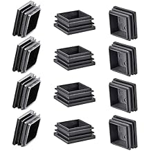 Square Tubing Plug Cap 2 Inch, Plastic Plugs 50mm x 50mm 12Pcs, Tubing End Cap Chair Glide Insert Finishing Plug, Black