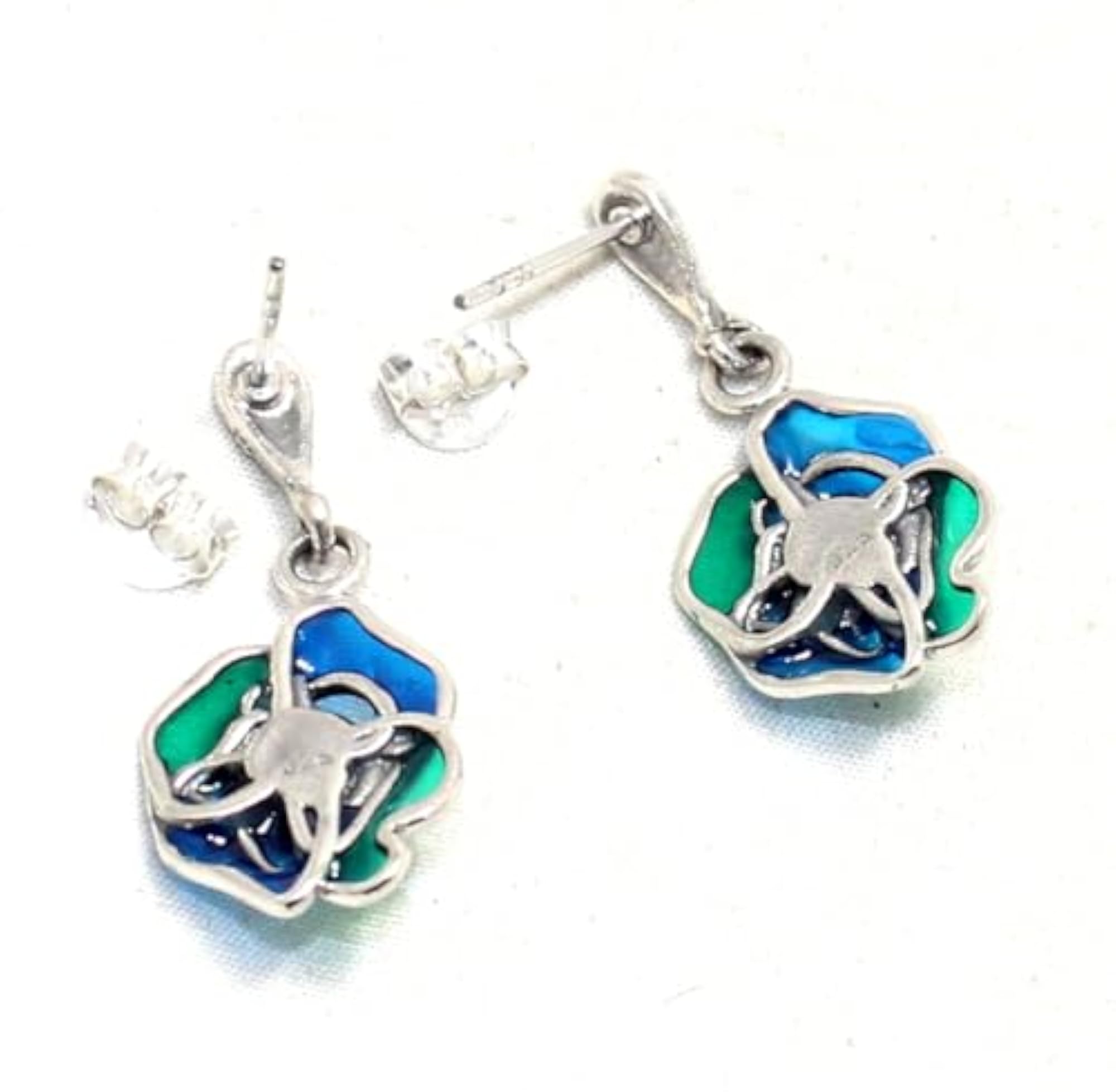 Women's 925 Sterling Silver Marcasite & Meenakari Designer Earrings