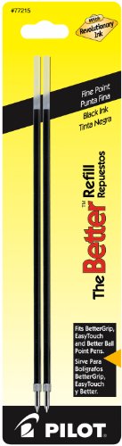 PILOT Ballpoint Ink Refills for Better or EasyTouch Stick Pens, Fine Point, Black Ink, 2-Pack (77215)