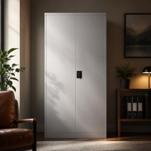 BISLEY Stahlschrank abschließbar – Werkzeugloser Aufbau in Minuten – 185x90x40 cm – Metallschrank 40kg pro Boden – Werkstattschrank/Garagenschrank/Aktenschrank