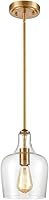 Vista 5 de JEENKAE Modern Brass Glass Kitchen Pendant Lighting Rod-Hung Gold Pendant Light, 1-Light-1