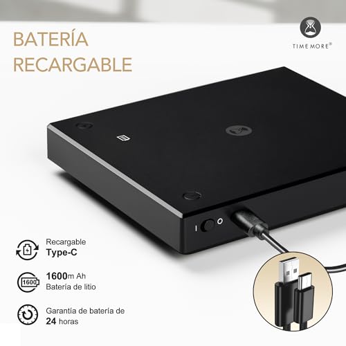 Black Mirror Basic Pro TIMEMORE, Báscula digital de café con temporizador, 2kg/0.1g, Báscula multifunción para baristas, Báscula para café expreso, Negro