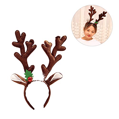 Tiara de Natal Amosfun com rena, alce e chifre de cervo de tecido para festa (café), Marrom, 30*36cm