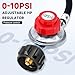 JEASOM 4FT Adjustable High Pressure Propane Regulator with Hose (0-10 PSI) - 1/8