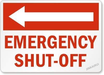 New Warning Plaque Wall Decor Emergency Shut-Off (Arrow Left) Metal Tin Signs Yard Sign Office Sign Outdoor & Indoor Safety Sign 8 X 12 Inch