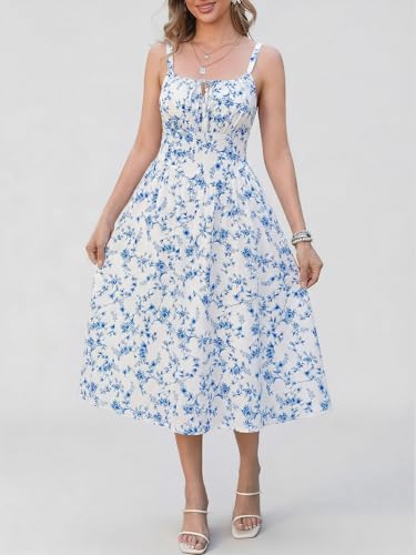 Robe d'été pour femme fleurie sans manches avec bretelles
