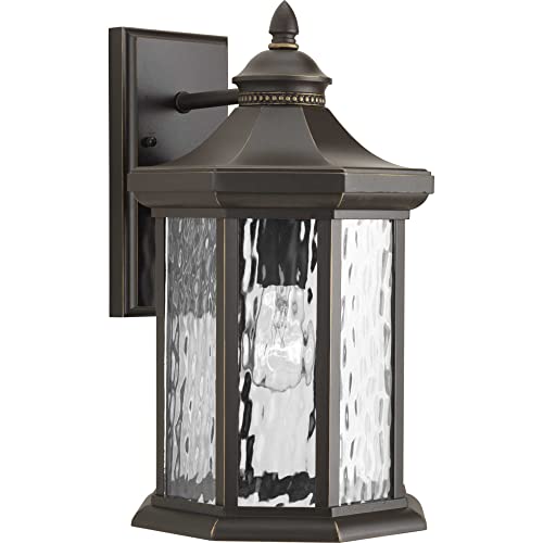 Progress Lighting Edition Collection 1-Light Water Glass Traditional Outdoor Large Wall Lantern Light Antique Bronze by Progress Lighting - Used condition - US$37.88