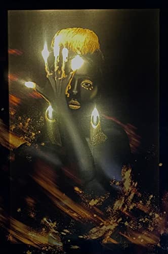 Samarkand - Lights Cuadro LED con iluminación LED - Lienzo decorativo (65 x 45 cm), color negro y dorado Cover
