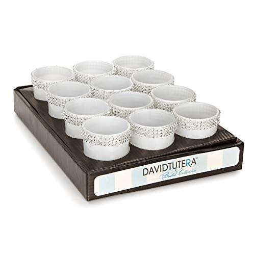 Darice David Tutera White Glass Votives Rhinestone Trim #TOP2