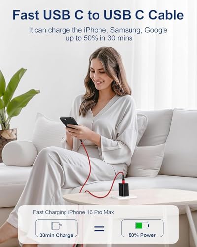 Image of USB C to USB C Cable 3ft for iPhone 17 /16 /15 Charger Cord Fast Charging, 2Pack 60W Type C to Type C Power Cord Car Charger Cable for Apple iPhone 17 /17e /17 Pro /17 Pro Max /Air /16 Pro /16e /15 Plus, iPad