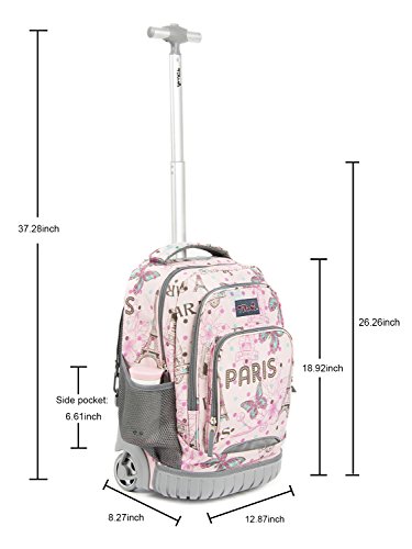 Tilami Kids Rolling Backpack 18 Inch Boys And Girls Laptop Backpack, Pink Butterfly #TOP6