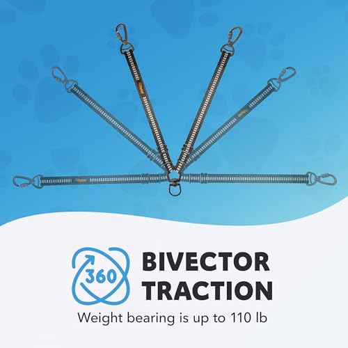 Double Dog Leash – Adjustable Length Long Leash for Dog Training – Dual Reflective Dog Leash with Non-Tangle Design – Heavy Duty Nylon and Metal Buckles – Ideal (Black, Large) - Image 6