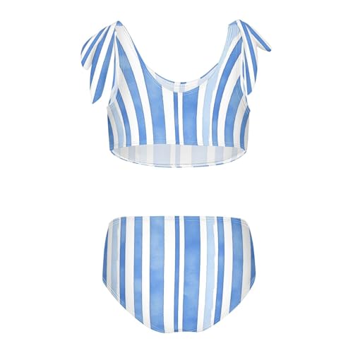KLL Navy Blue and White Stripes Girls 2 Piece Bikini Sets Quick-Dry Swimming Swimwear Swimsuit2