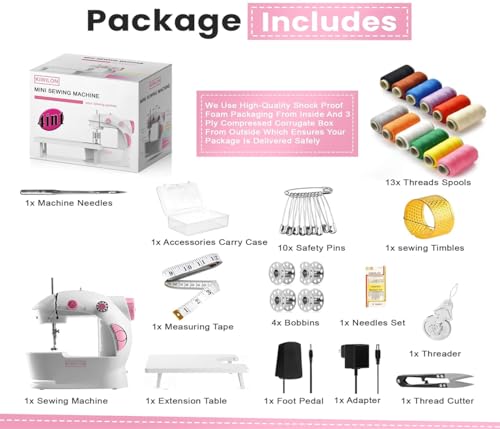 Image of Electric Sewing Machine With Table Set, Mini Silai Machine For Home Tailoring, Stitching Machine With Foot Pedal, Adapter And Fully Loaded Sewing Kit