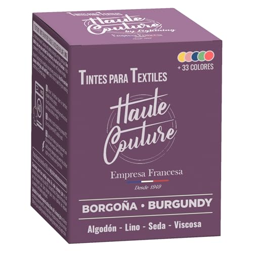 Haute Couture - Tinte Para Ropa Y Textil Violeta - Rojo Vino - 350g - Tinte Textil Todo En Uno - Listo Para Teñir Ropa Y Tejidos