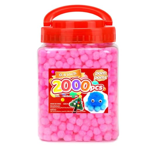 Image of IOOLEEM Light Pink Pom Poms, 0.4inch(1cm), 2000pcs , Small Size, Pom Poms for Arts and Crafts, Pom Pom Balls, Craft Supplies.