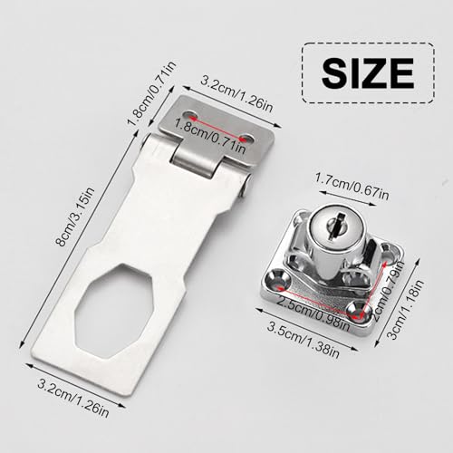 Image of 4 Inch Keyed Hasp Latch Lock, Knob Locking Hasp,Hasp Latches Lock Padlock Latches with Screws Locking Hasp for Cabinet Drawer,2 Pack