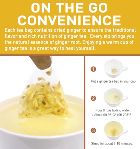 Image of Olvvla - Premium Ginger Tea Bags - 2g X 56 Count - 100% Pure Natural Ginger Root Herbal Tea - Cut & Sifted - Non-GMO - Caffeine-free - Warm & Spicy - Relieve Nausea & Support Digestion