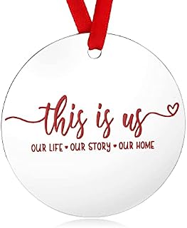 JoycuFF Ornaments for Christmas Tree, Funny for Women Best Friends Mom Sister Aunt Families, Stainless Steel Christmas Decorations, This is Us Our Life Our Story Our Home