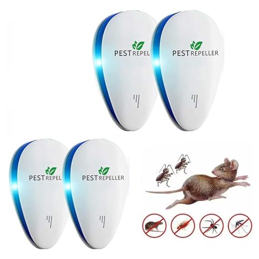 Ultrasonic Pest Repeller 4 Pack - Powerful Mouse Repellent - Wide Frequency Range Pest Control Device - Ideal for Mice, Rats, Mosquitoes, Cockroach, Moths, Ants